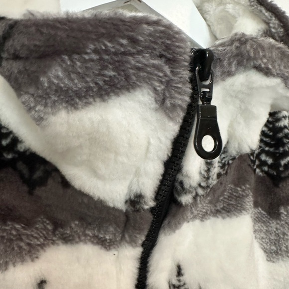 Glacier Gear Outdoor Fleece Vest Black & White trees pockets full zip XL - Picture 4 of 7